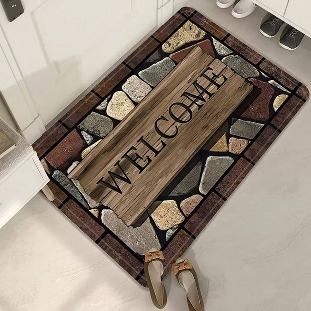 Cobblestone Welcome Letters And Graphics Welcome Entrance Door Mat Non-slip