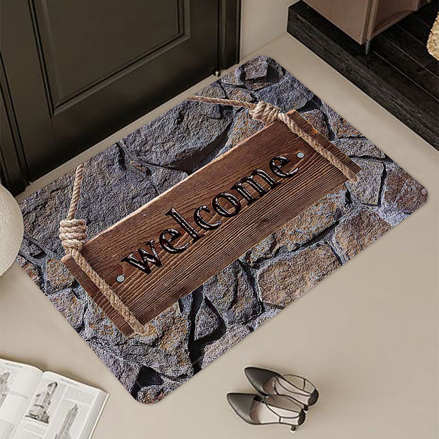 Cobblestone Welcome Letters And Graphics Welcome Entrance Door Mat Non-slip