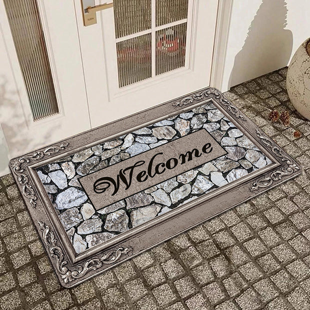Cobblestone Welcome Letters And Graphics Welcome Entrance Door Mat Non-slip